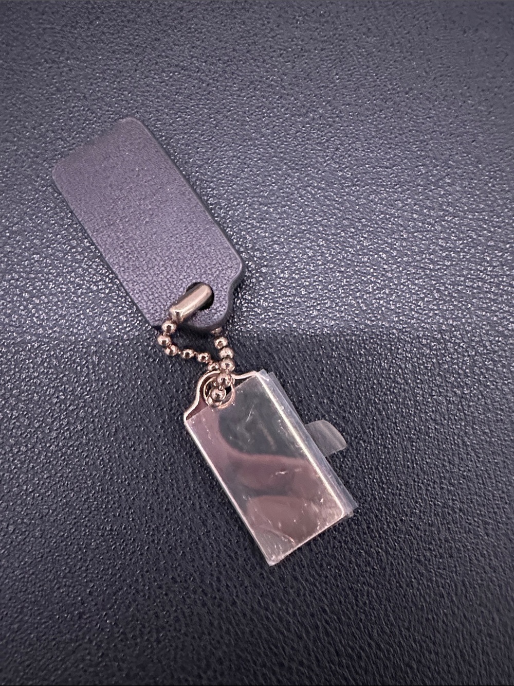 NWOT Coach Black Leather Tag with Gold-Tone Coach Charm - Picture 3 of 3